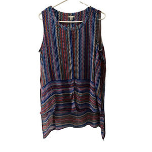 Whimsy boho lagenlook Sheer tunic sleeveless geometrical top plus sz 18/20